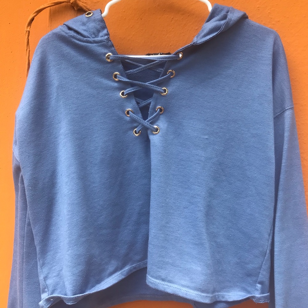 A blue hoodie